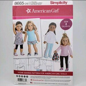 Simplicity 8665 American Girl Sewing Pattern 18" Doll Clothes New Factory Folded